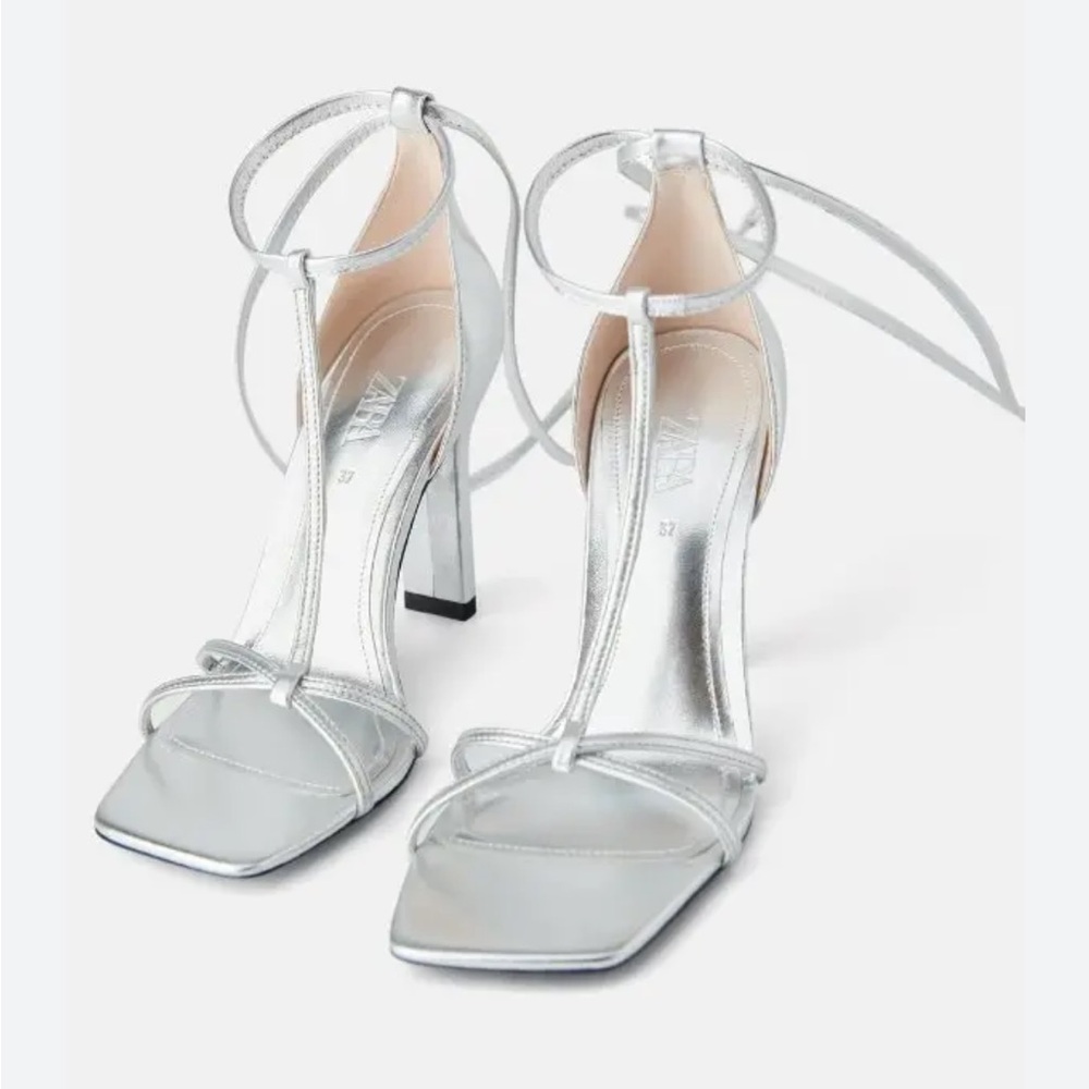 Zara Silver Strappy Heels